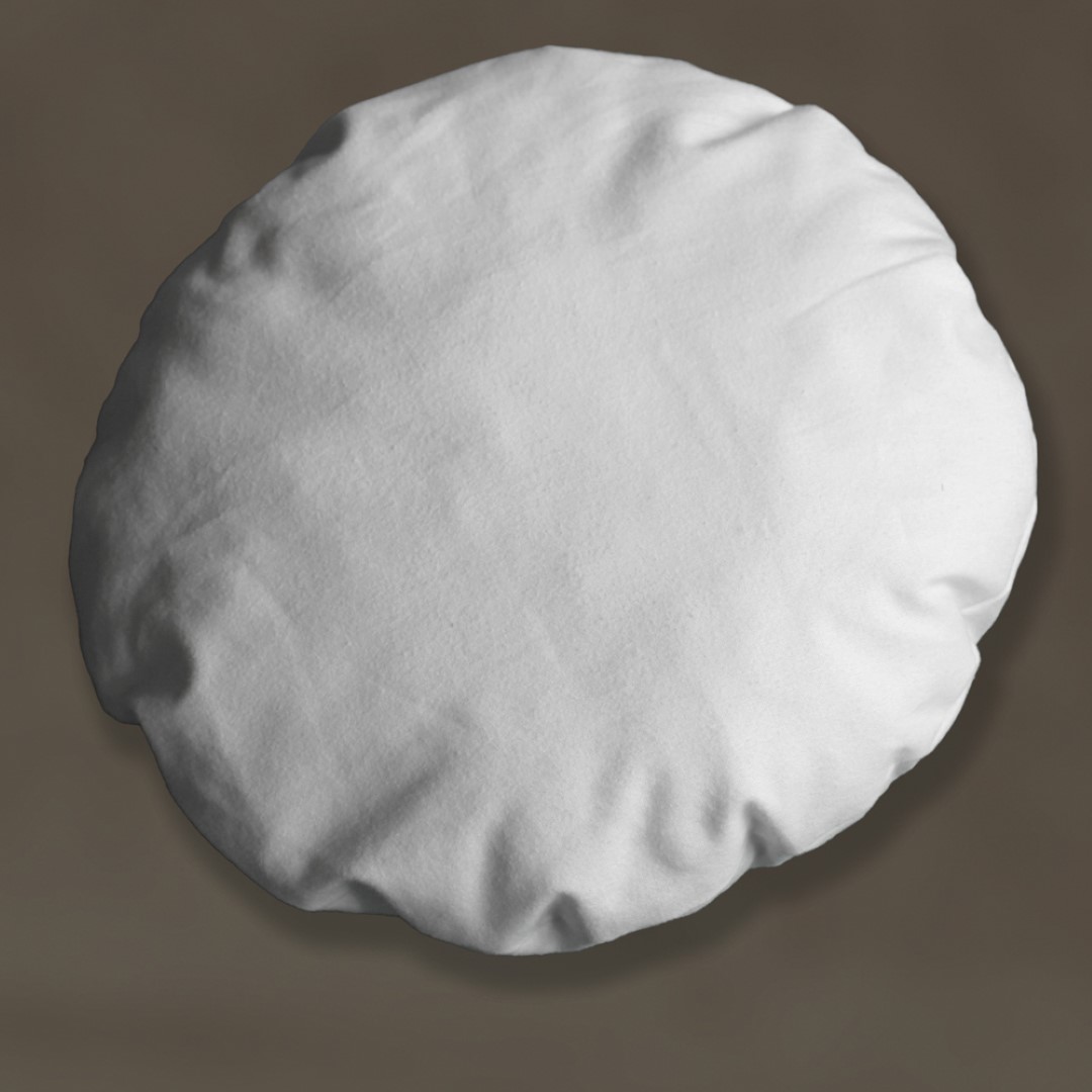 Rond wit kussentje van biologisch afbreekbaar katoen, gevuld met wol, voor gebruik bij opbaren en begraven
